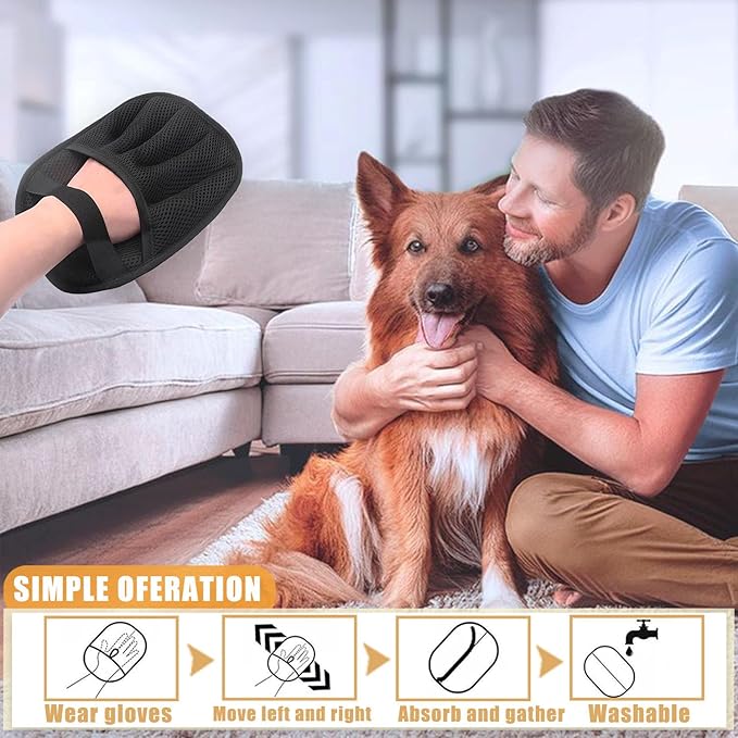 2PCS Pet Hair Removal Glove, Electrostatic Pet Hair Removal Gloves, Upgrade Efficient Grooming Gloves for Pet Hair, Clothing, Couch, Furniture, Carpet, Car Seat-PawvioPets