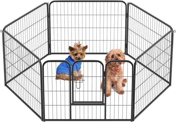 BestPet | Dog Playpen | 24 Inch, 6 Panels | Heavy Duty Metal Pet Exercise Pen | Indoor Outdoor Fence Panels | Rust-Resistant, Removable, Tool-Free Setup | Anti-Skid, Expandable Design-PawvioPets