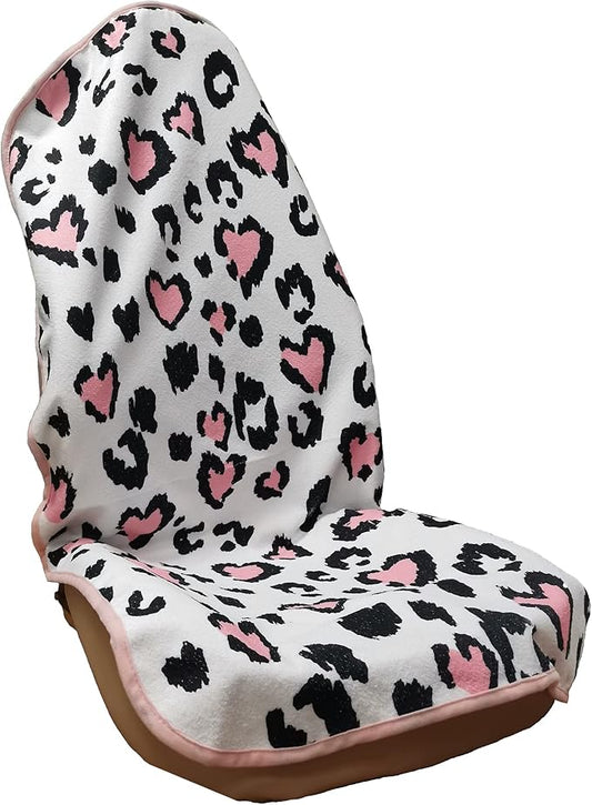 Car Seat Cover Protector Front Seats,for Gym Workout,Running,Swimming,Beach and Hiking,Waterproof Sweat Towel Bucket Seat Covers for Cars SUV Trucks (Leopard Print, 1Pcs)-PawvioPets