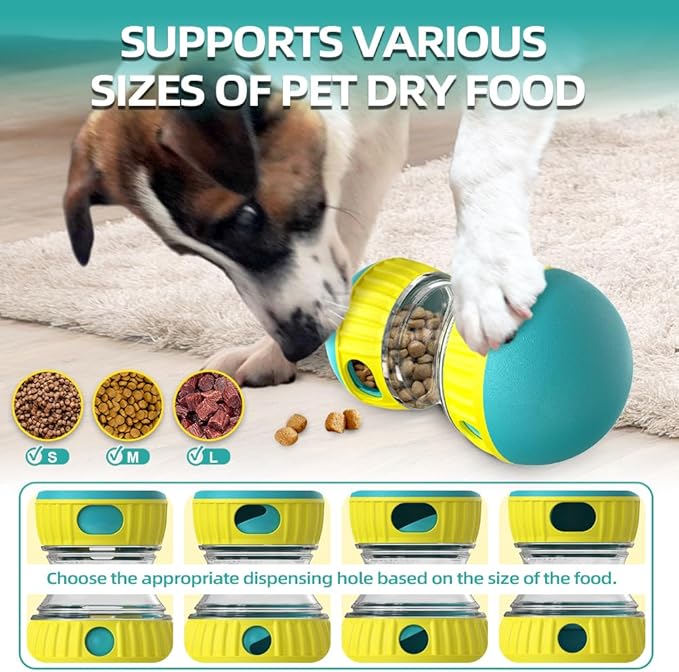 Dog Puzzle Toys, Rolling Treat Dispensing Ball, Brain Stimulation & Slow Feeder, Dog Enrichment Toys to Keep Them Busy (Green)-PawvioPets