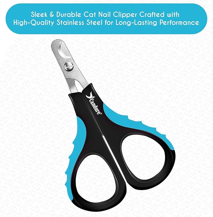 Candure Cat Nail Clipper Stainless Steel Cat Claw Trimmers for Rabbits, Guinea Pigs, Birds, Puppies, Kittens and Small Animals Pet Nail Clipper for Professional and Home Use (Blue)-PawvioPets