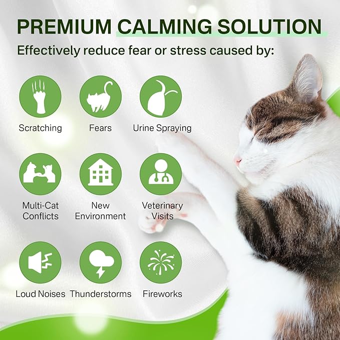 Cat 6-in-1 Calming Diffuser + Multivitamin 500 Chews for Cats – Stress Relief, Immune, Skin & Coat, Digestion, Brain & Bone Health for All Cats, 2 Diffusers + 4 Refills-PawvioPets