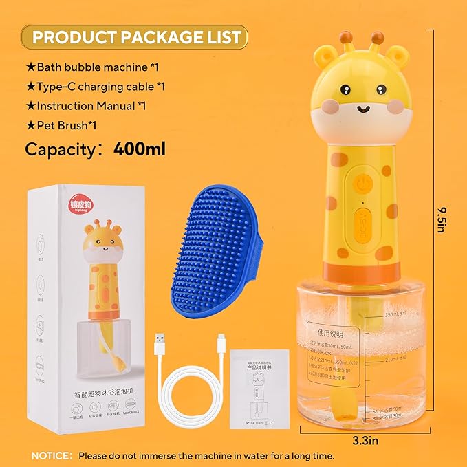 Electric Dog Cleaning Foam Machine with Bath Glove,Automatic Dog Soap Dispenser for Bath, Dog Bath Supplies - Outdoor Dog Shower Attachment for Bathtub for After Walk Pet Wash-PawvioPets