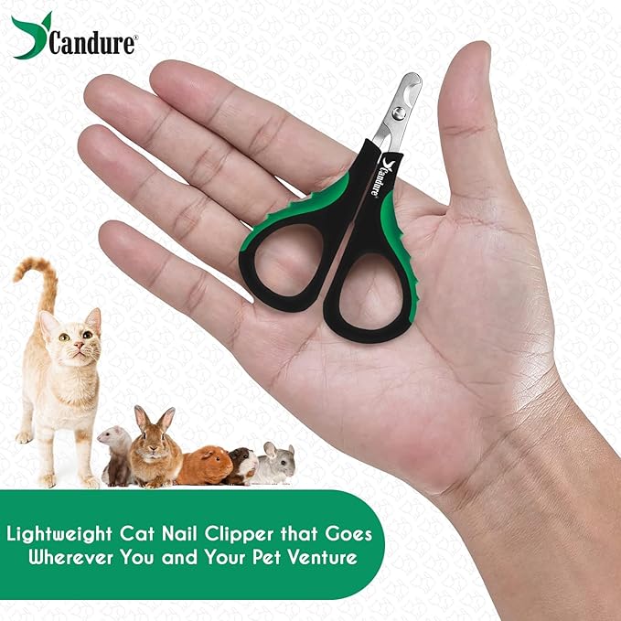 Candure Cat Nail Clippers for Cats, Rabbits, Hamsters, Birds - Stainless Steel Trimmer with Precise Angled Edges for Easy & Safe At-Home Grooming-PawvioPets