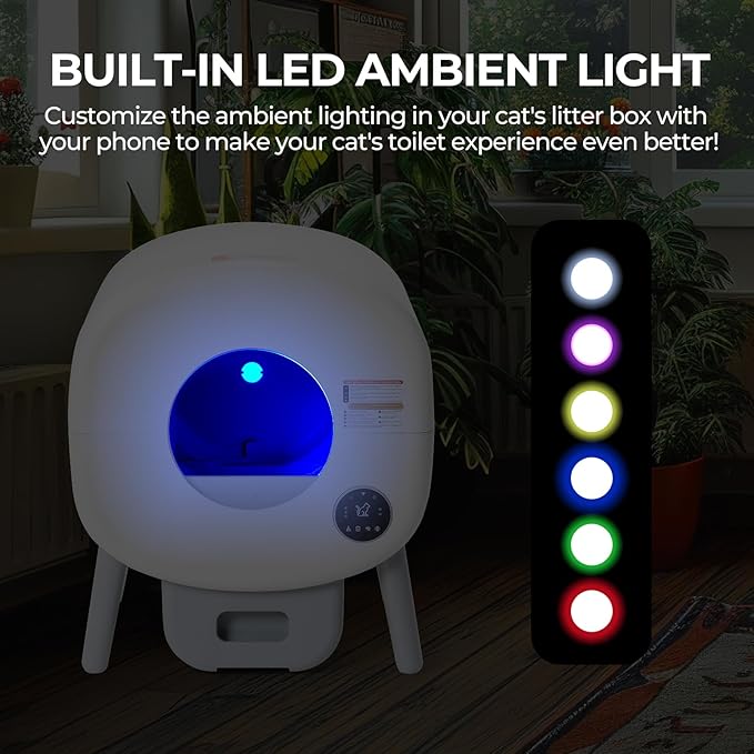 Automatic Cat Litter Box Self Cleaning for Multiple Cats – XL Smart Litter Box with App Control, Odor-Free Waste Disposal, Quiet Operation, Safety Sensors, Compatible with Clumping Litter-PawvioPets