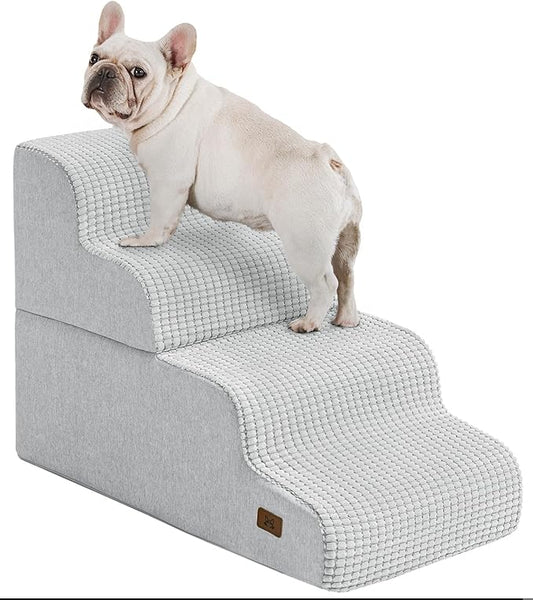 Dog Step for Bed, Dog Stair 4-Step 35D Pet Stair 19.7" H for High Bed or Sofa Non-Slip Balanced Pet Step Indoor, Light Grey-PawvioPets