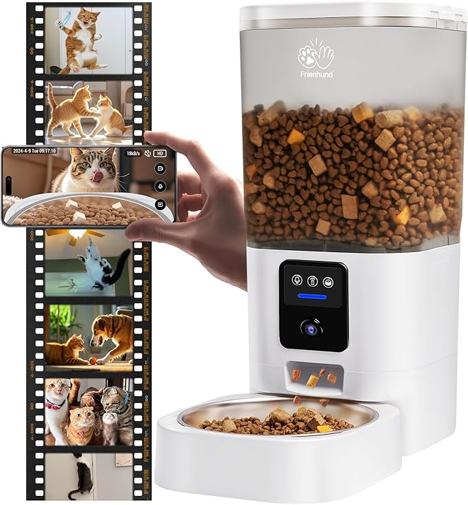 Automatic Cat Feeder with 2K HD Camera: Automatic Dog Feeder with Night Vision, Cat Food Dispenser with 5G WiFi for Multiple Pet, Detachable for Easy Clean - 29 Cup （7L Large Capacity）-PawvioPets