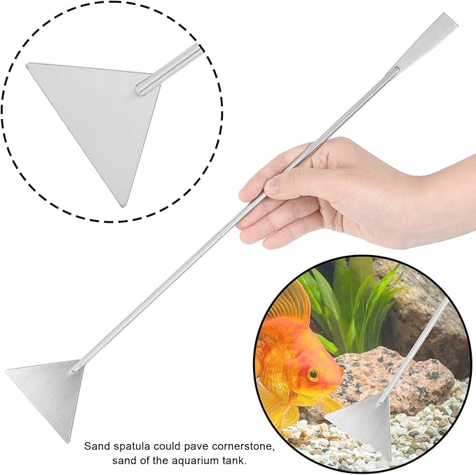 15Inch Extra Long Design Aquarium Aquascaping Tool Stainless Steel Aquascape Tools Kit 4 in 1 Anti-Rust Fish Tank Starter Kit with Long Tweezers Scissors Spatula for Aquarium Plants (Silver)-PawvioPets