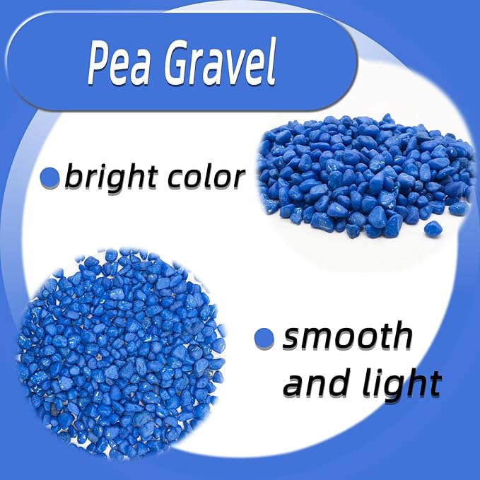 Blue Pebbles for Crafts, 0.9 Pound Natural Polished Aquarium Gravel, Decorative Pebbles for Indoor Plants, Turtle Tank, Vase, Succulents Cactus, Garden Landscaping-PawvioPets