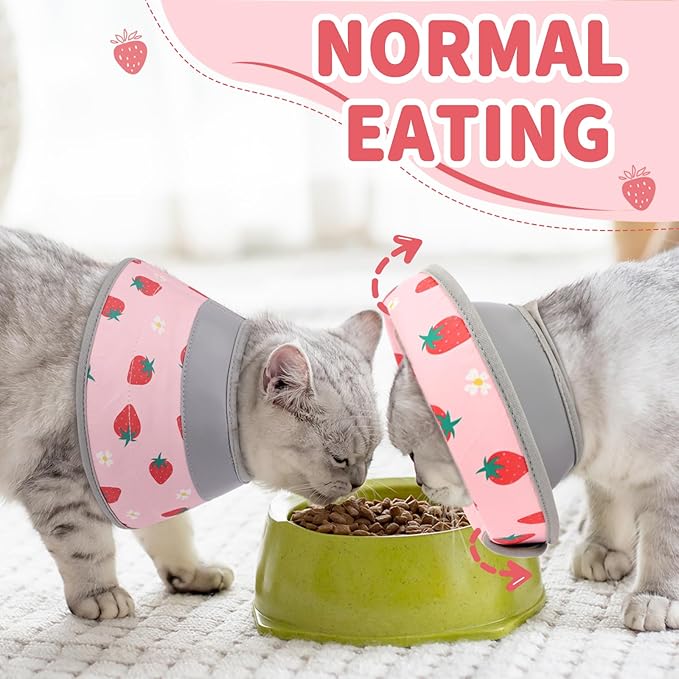 Cat Cone Collar Soft, Comfortable Cat Recovery Collar Pet Cone for Small Large Cats, Lightweight Elizabethan Collar for Cats Kittens After Surgery Prevent from Licking Wounds, Pink, M-PawvioPets