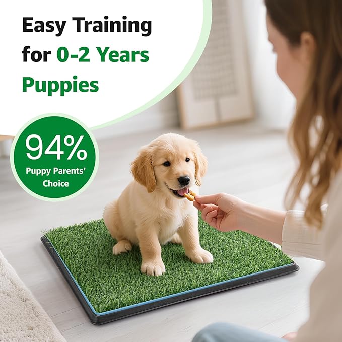 Dog Grass pad with Tray,29”x 18” Indoor Dog Potty with 2 Packs Replacement Artificial Fake Grass-5 Packs Disposable Puppy Pads,for Puppy Training Apartment,Apartment Use-PawvioPets