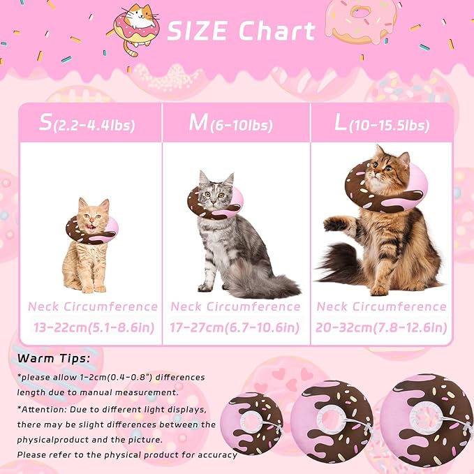 Cat Cone Collar Soft, Adjustable Cat Recovery Collar Kitten Cones to Stop Licking, Cute Donut E Collar After Surgery, Elizabethan Kittens Protective Cones After Spay (Chocolate, Small)-PawvioPets