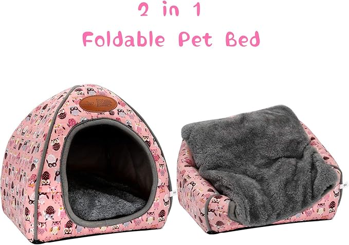 BWOGUE Guinea Pig House Bed Cozy Hamster Cave Large Hideout for Dwarf Rabbits Hedgehog Bearded Dragon Winter Nest Hamster Cage Accessories-PawvioPets