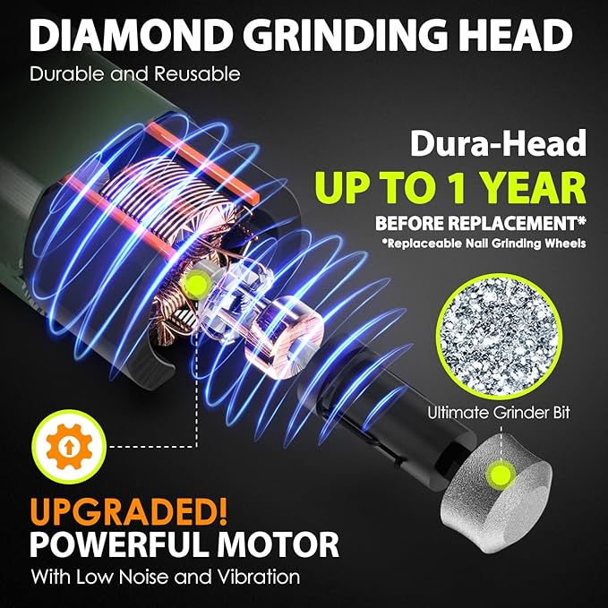 Dog Nail Grinder Upgraded - Professional 3-Speed Super Quiet and Low Vibration Electric Pet Nail Grinder with 4 LED Lights - Painless Paws Grooming & Smoothing for Small to Large Dogs (Green)-PawvioPets