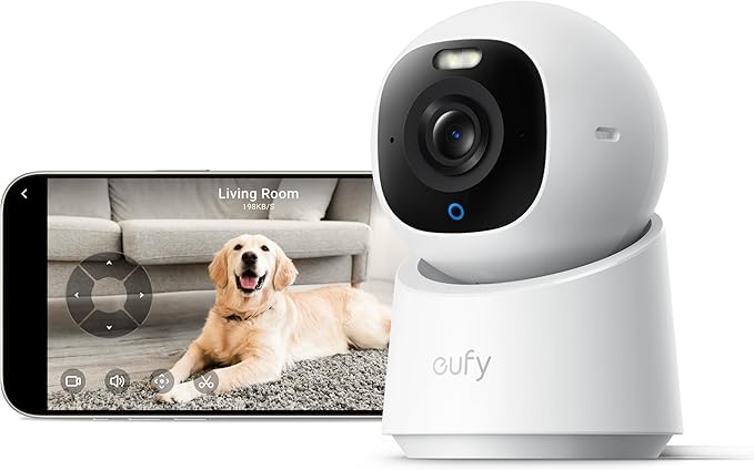 eufy Indoor Cam E30, Latest Generation, 4K UHD Security Camera, Pet/Dog/Baby Camera with Phone app, Color Night Vision, Human/Pet Auto Tracking, 360 Pan-Tilt, Works with Homekit-PawvioPets