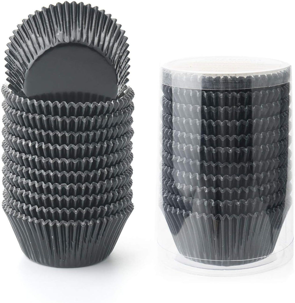 Gifbera Standard Black Foil Cupcake Liners Muffin Wrappers, 200-Count