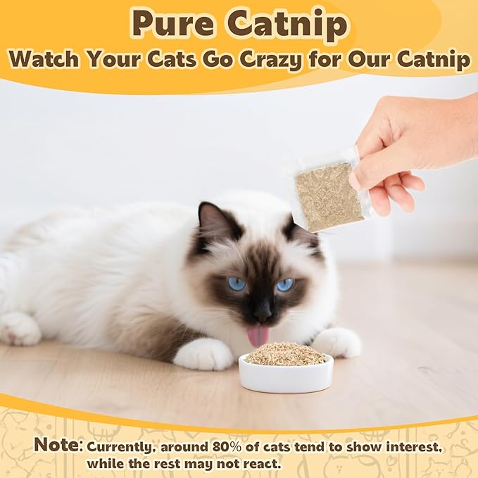 80PCS Catnip - Cat Nip for Cats Natural Dried Catnip Treats Premium Cat Nip Perfect for Toys, Training Rewards, Stress Relief, Freshly Harvested Bag Bulk Pack,2.8OZ-PawvioPets
