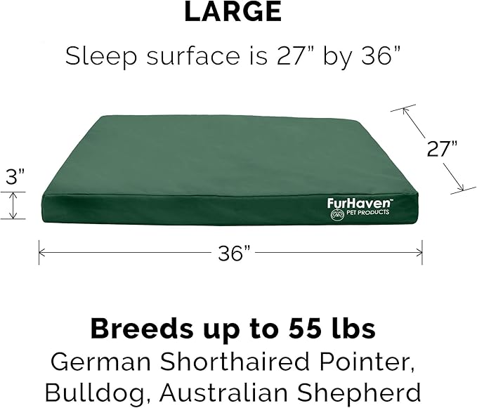 Furhaven Water-Resistant Cooling Gel Dog Bed for Large/Medium Dogs w/ Removable Washable Cover, For Dogs Up to 55 lbs - Indoor/Outdoor Logo Print Oxford Polycanvas Mattress - Forest, Large-PawvioPets