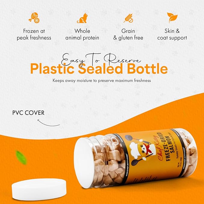 Freeze-Dried Salmon Treats for Cats & Dogs – 100% Wild Caught, Single Ingredient, High-Protein, Healthy Snack – No Additives or Preservatives – 1.4oz - Inspected & Tested in USA-PawvioPets