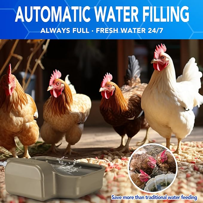 Automatic Dog Water Bowl Dispenser 1 Gallon - Outdoor Pet Water Bowl Feeder for Dogs, Livestock, Chicken - Auto Fill - Food Grade Material - Easy to Install - Brown-PawvioPets