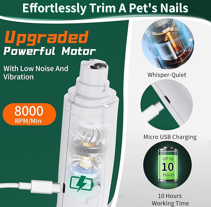 2-in-1 Cat Nail Clippers & Dog Nail Clippers Trimmers for Large Medium Small Dogs Cats Claw Trimmer Quick Sensor and Safety Guard USB Rechargeable with 2 LED Lights Dogs Nail Trimmer-PawvioPets