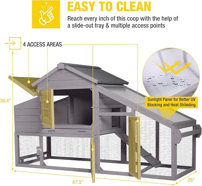 Aivituvin Chicken Coop Mobile Hen Coop, Large Poultry Cage with Wheels Outdoor Backyard Chicken House-PawvioPets