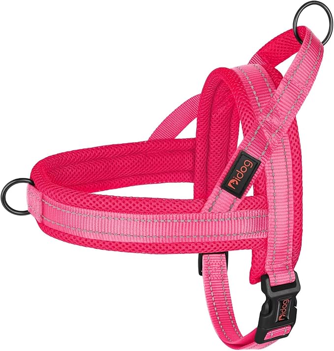 Didog No Pull Dog Harness with Soft Mesh Padded,Reflective & Quick Fit Light Weight Dog Strap Vest Harness,Easy for Walking Training (S:Chest 18-22", Pink)-PawvioPets