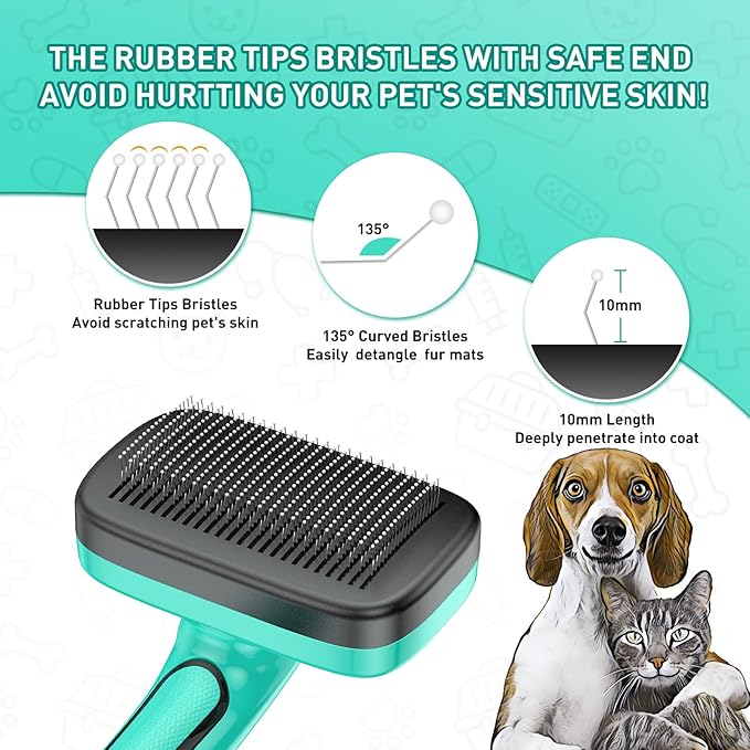 Dog Brush for Shedding Short Long Haired Cats, 5 in 1 Pet Grooming Kit for Small Medium & Large Animals. Removes Loose Fur, Mats, Tangled. Easy Cleaning. Undercoat Rake + Steam Brush Included-PawvioPets