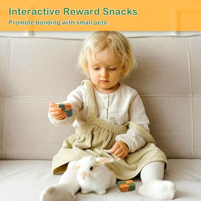 Fhiny 24 PCS Rabbit Chew Toys, Natural Timothy Hay Carrot Biscuit Handmade Bunny Molar Toys for Teeth Small Animal Snacks for Rabbits Guinea Pigs Chinchillas Hamsters Gerbils-PawvioPets