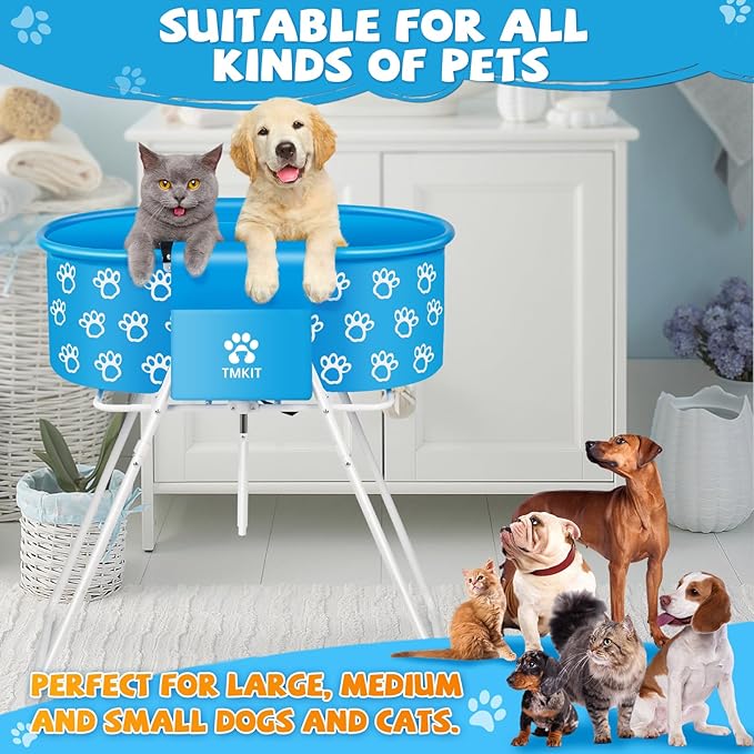 Dog Bathtub, Elevated Dog Bath Tub for Pet Bathing Shower and Grooming. Portable, Foldable with Safety Lock, Professional Pet Dog Washing Station for Small, Medium, Large Dogs Cats, No Backache-PawvioPets