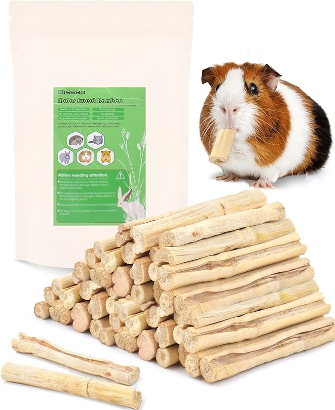 Bissap Sweet Bamboo Chew Sticks for Rabbits 1000g/2.2Ib, Bunny Chew Sticks for Rabbits Hamster Chinchilla Guinea Pigs Rabbit Small Animals Natural Treats Teeth Grinding Chew Toys-PawvioPets