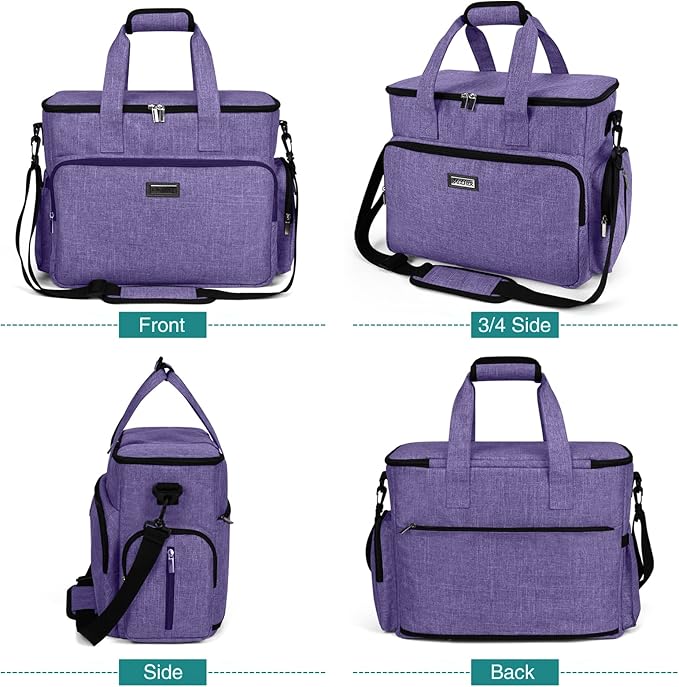 BAGLHER Dog Travel Bag, Airline Approved Pet Tote Organizer with Multi-Function Pockets, 2 X Food Storage Containers and 2 X Collapsible Dog Bowls, Perfect Weekend Pet Travel Set for Dog, Cat Purple-PawvioPets