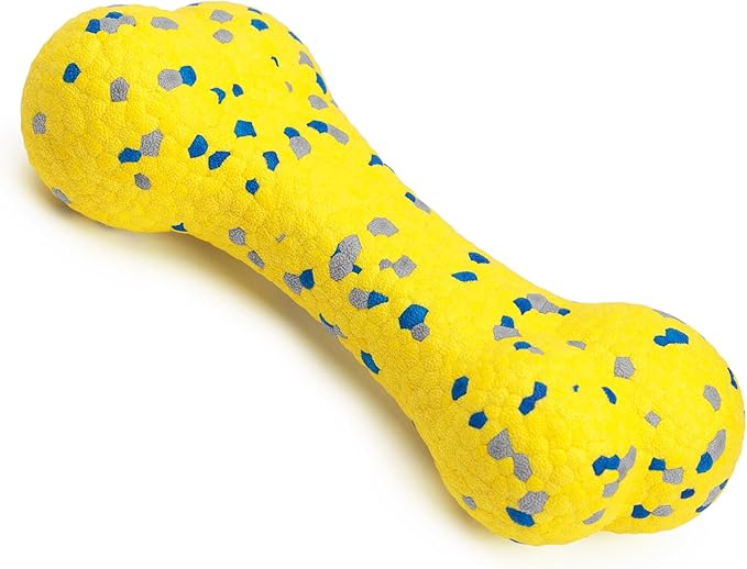 7.28" Indestructible Large Bone Balls for Aggressive Chewers Durable Stick Bouncy Interactive Chew Toy for Dogs Fetch Game Lightweight Floating Outdoor Training, Yellow-PawvioPets