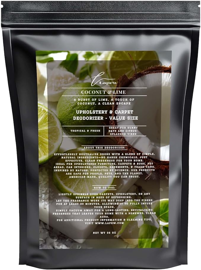 Coconut & Lime Carpet Freshener Powder Refill 36 oz | Powerful Odor Eliminator for Home | Upholstery Deodorizer | Carpet Deodorizer | Pet Urine | Cat Litter Box | Coconut Lime Verbena Fragrance-PawvioPets