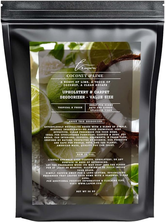 Coconut & Lime Carpet Freshener Powder Refill 36 oz | Powerful Odor Eliminator for Home | Upholstery Deodorizer | Carpet Deodorizer | Pet Urine | Cat Litter Box | Coconut Lime Verbena Fragrance-PawvioPets