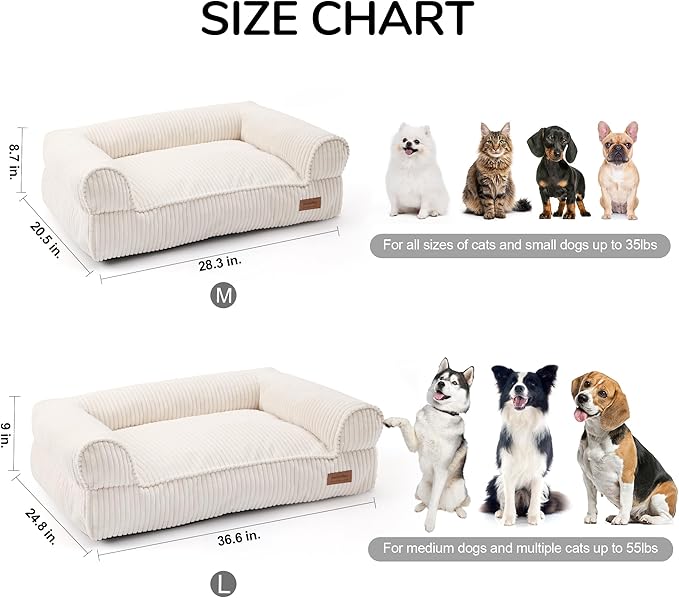 FUKUMARU Cute Dog Bed, Fluffy Pet Bed with TPU Layer Keeping Lining Dry, Dog Couch Medium Size Dogs Easy to Care, Warm Cat Bed with Removable Zipper Cover, 36inch, Large, Cream-PawvioPets