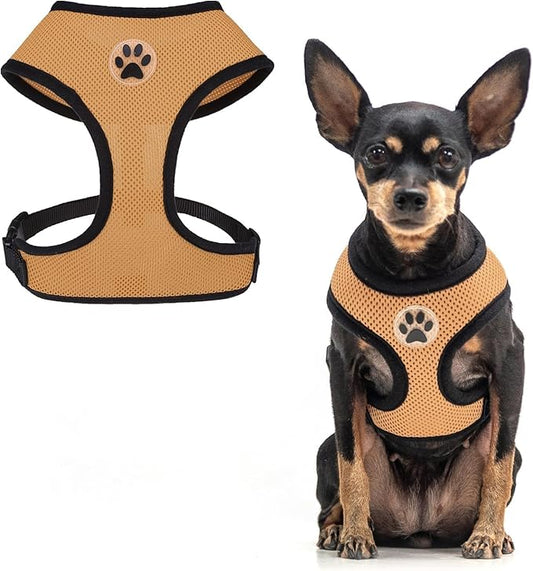 BINGPET No Pull Dog Harness,Soft Mesh Breathable All Weather Vest Harness,Safety Protection Design Durable Adjustable Step-in Easy Walk Dog Harness for Small Medium Large Dogs(Beige,XS)-PawvioPets