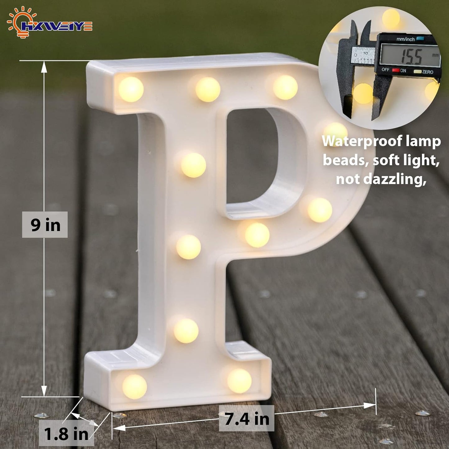 HXWEIYE Light Up Letters P, LED Marquee Letters Sign 26 Alphabet and 10 Number Big Lights for Party Birthday Bar Battery Powered Christmas Decor (Warm White)