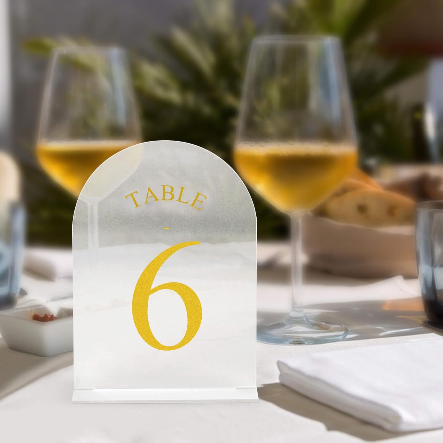 JOYIT Frosted Arch Wedding Table Numbers 1-40 with Stands – 5" X 7" Acrylic Gold Table Number Holders, Perfect for Wedding Receptions, Parties, Anniversaries, and Events