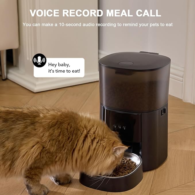 Automatic Cat Feeder WiFi with App Control, Voice Recorder, 4L Dry Pet Food Dispenser for Cats & Dogs with Freshness Preservation, Custom Feeding Times & Portions, Dual Power-PawvioPets