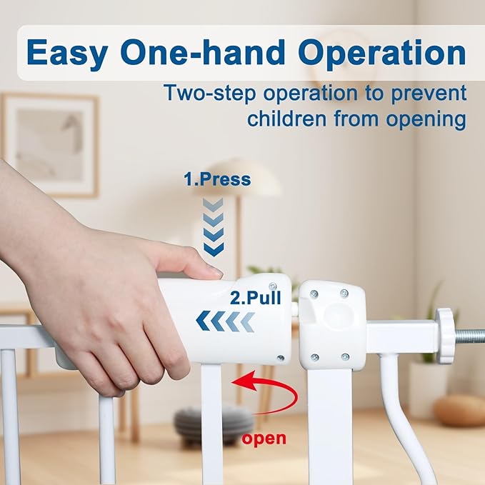 ALLAIBB Extra Wide Pressure Mounted Baby Gate Walk Through Child Kids Safety Toddler Tension White Long Large Pet Dog Gates with Extension for doorways Kitchen (52.76-62.2"/134-158cm, White)-PawvioPets