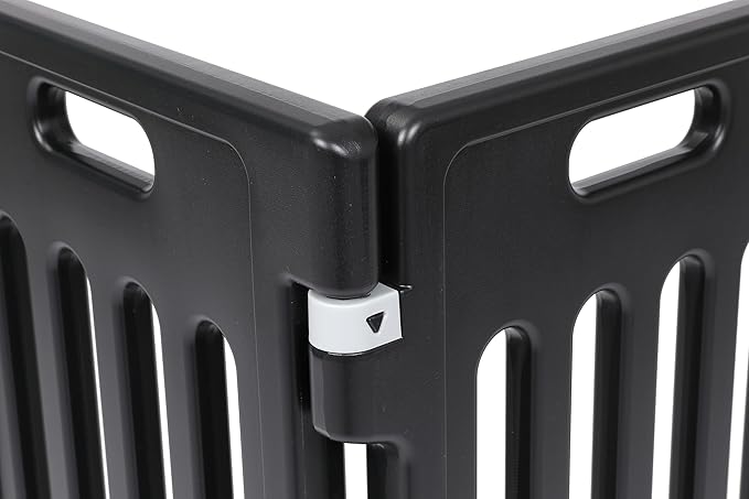 BIRDROCK HOME Dog Playpen w/Door, 12 Panel, 25.6in H | Strong Plastic, Non-Slip Puppy Playpen, Secure Pet Gate | Indoor Outdoor Fence | Configurable Panels | Small to Medium Pets - Black-PawvioPets