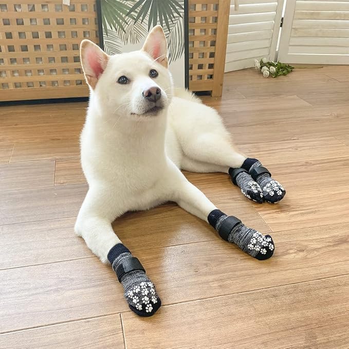 EXPAWLORER Anti Slip Dog Socks to Prevent Licking Paws, Dog Shoes for Hot Pavement, Dog Booties for Small Medium Large Senior Dogs, Traction Control Dog Boots & Paw Protectors for Hardwood Floors-PawvioPets