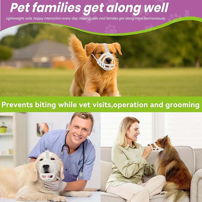 Glow-in-The-Dark Dog Muzzle, Basket Muzzle for Small Medium Large Dogs,Anti-Biting Chewing, Lightweight Cage Design,Allows Drinking & Panting,for Grooming & Training(Transparent Size XL)-PawvioPets