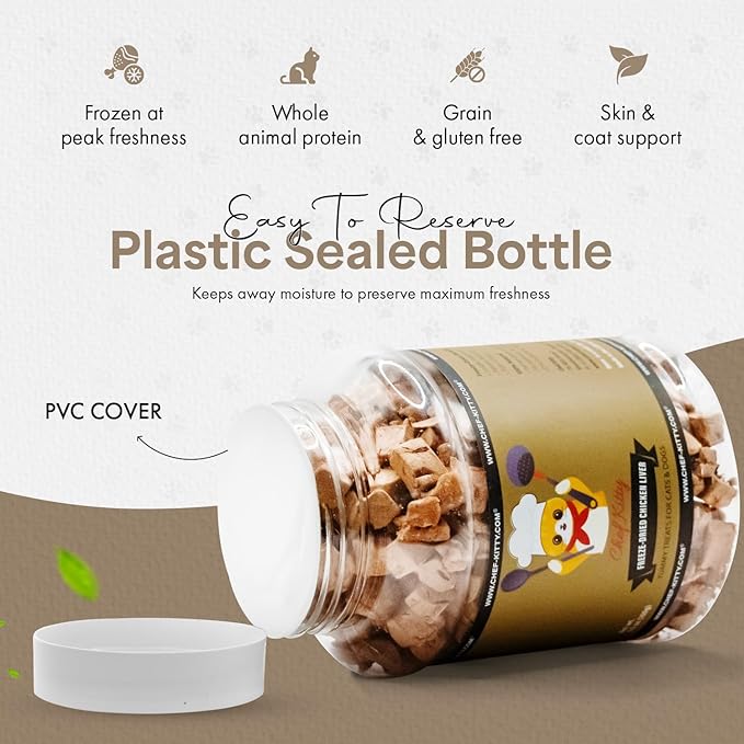 Freeze-Dried Chicken Liver Treats for Cats & Dogs – 100% Human Grade, Single Ingredient, High-Protein, Healthy Snack – No Additives or Preservatives – 3.1oz - Inspected & Tested in USA-PawvioPets