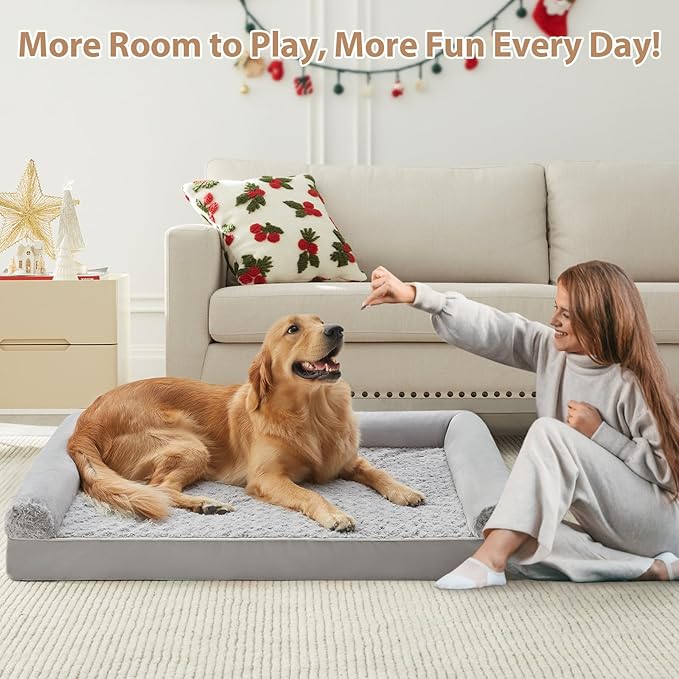 BFPETHOME Dog Beds for Large Dogs, Orthopedic Dog Bed for Medium Large Dogs,Big Waterproof Couch Pet Bed with Removable Washable Cover-PawvioPets