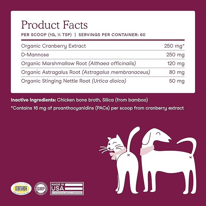 Fera Pets Bladder Support - Cranberry for Dogs & Cats - D-Mannose & Marshmallow Root - Urinary Tract Support - Supports Normal Urine pH - Boosts Immunity - 60 Scoops-PawvioPets