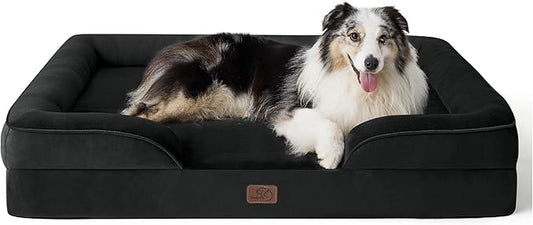 Bedsure XL Orthopedic Dog Bed for Extra Large Dogs - Washable XLarge Dog Cat Bed Waterproof, Comfort Dogs Couch Sofa with Washable Removable Cover, Pet Bed with Nonskid Bottom, Black, 42"-PawvioPets