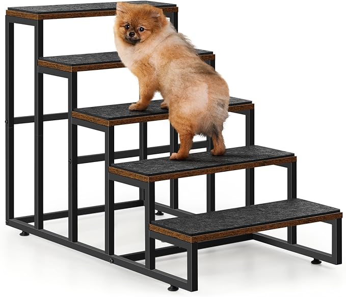 Dog Stairs Ramps Dog Stairs for High Bed Couch 5 Tier Pet Stairs for Small Medium Large Dogs and Cats Pet Step with Non-Slip Stair Tread for Puppy, The Old, and Injured Dogs-PawvioPets