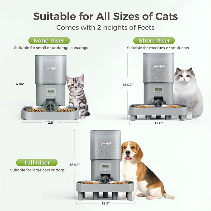 Automatic Cat Feeder for Pets, Programmable Meal Dispenser, for Timed Meals for Up to Cats & Dogs Including Dual Power Supply, and Capacity for 4 Meals Daily-PawvioPets